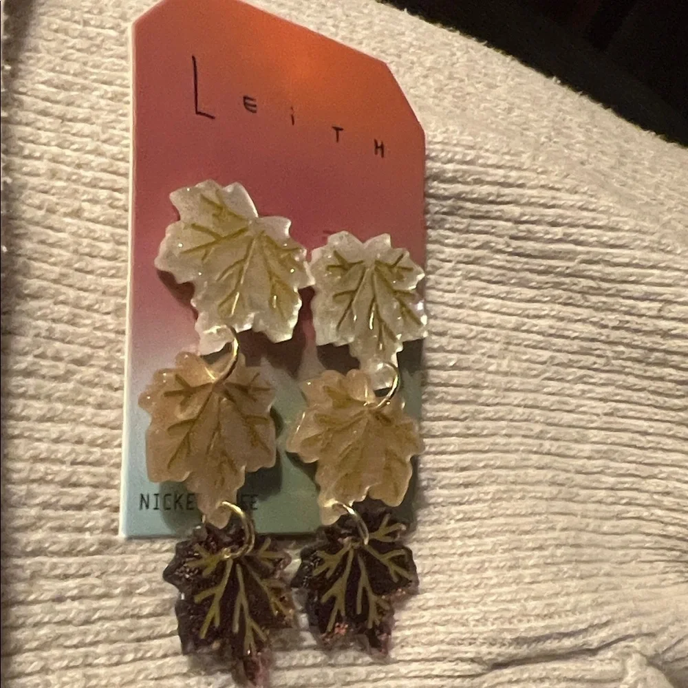 Leith Gold and Brown Leaf Earrings